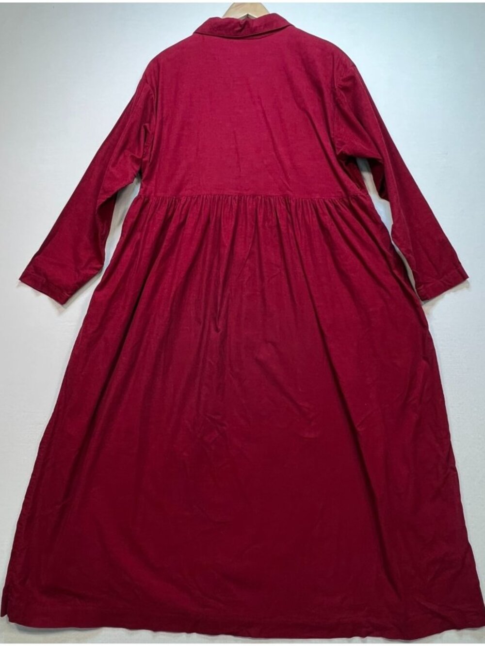 Eddie Bauer Womens Corduroy Button Front Midi Dress Long Sleeve Size 16 Burgundy - Picture 2 of 14